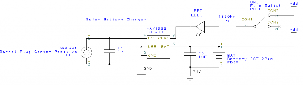 5V Solar Lithum Polymer charging circuit.