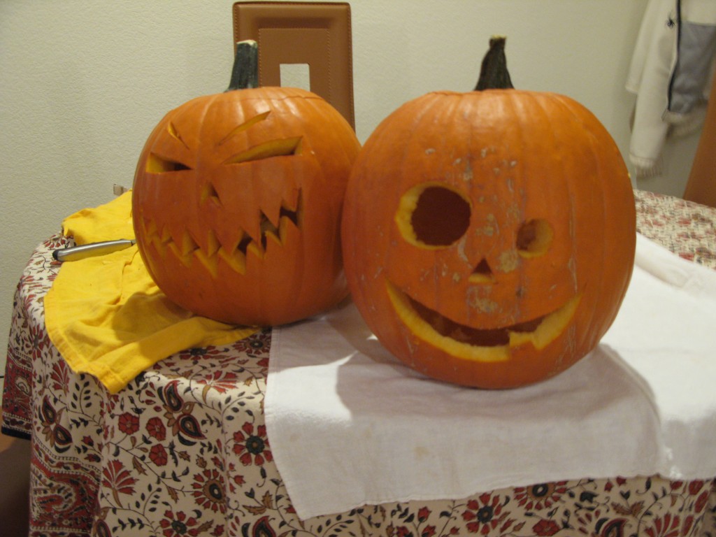 Evil pumpkin, and friend.